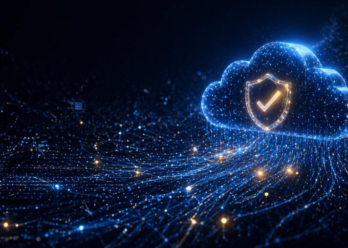 Cyber Essentials cloud security requirements update header image with secure data network visualization