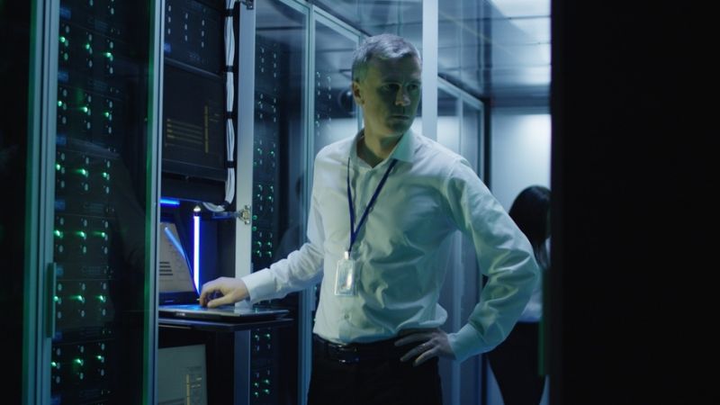Engineer working in a data centre